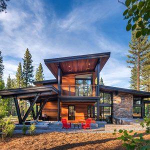 single family residence with pine trees surrounding